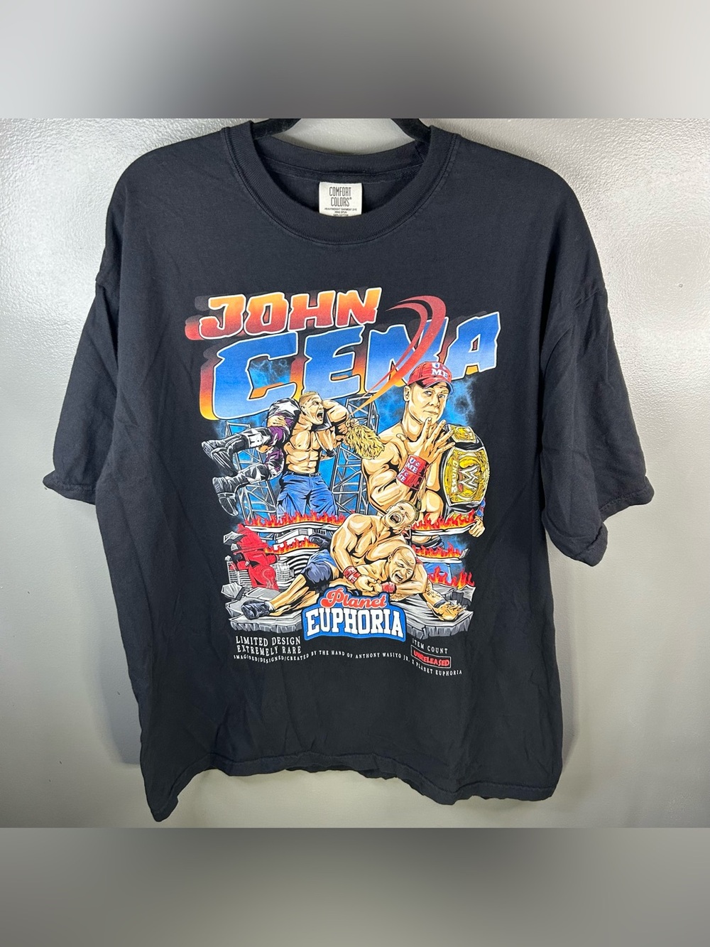 John Cena WWE Planet Euphoria Black Graphic Shirt Size XL